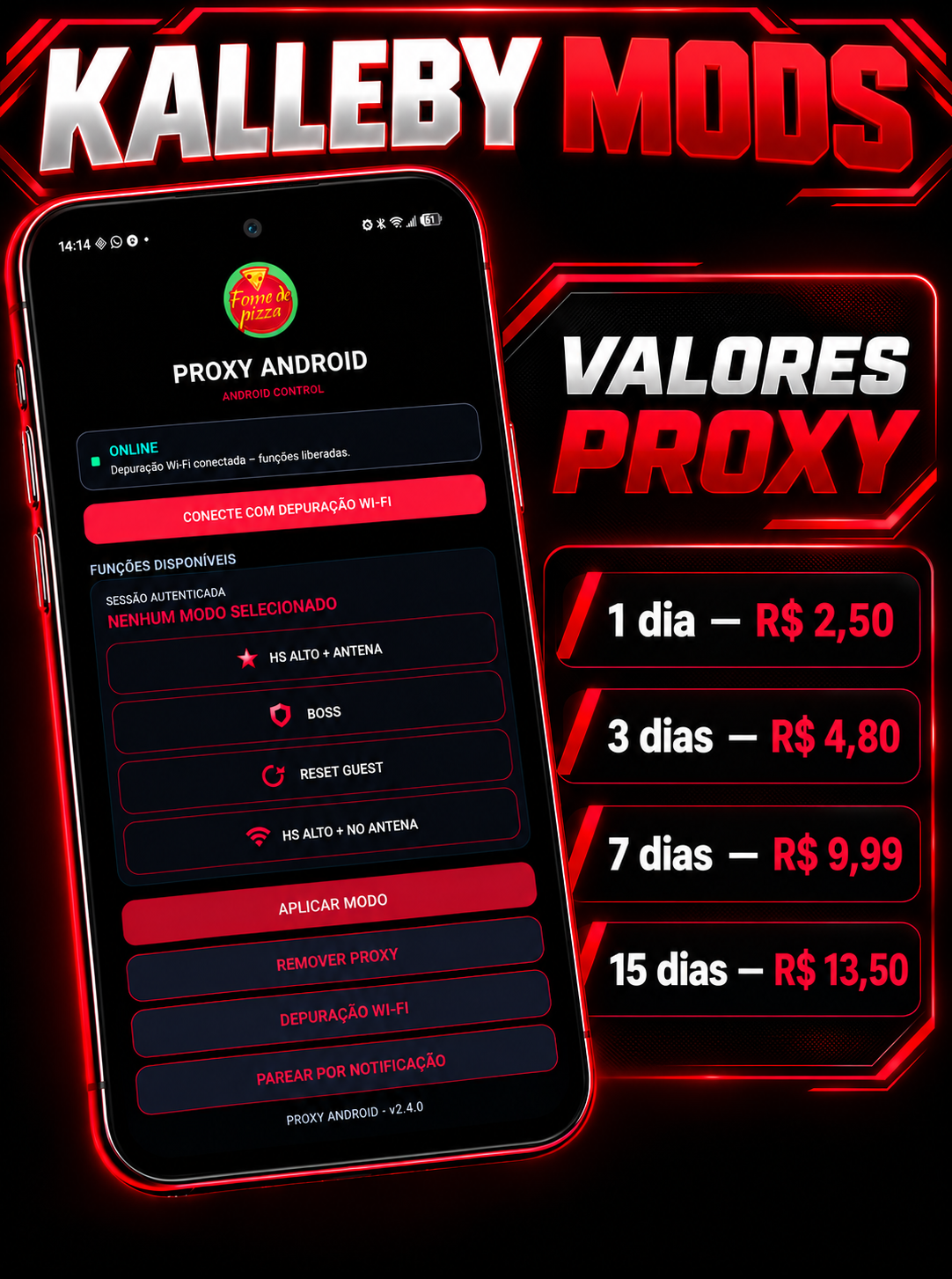 Capa vermelha do Proxy Android